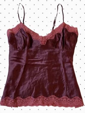 Abercrombie vintage burgundy lace silk camisole top